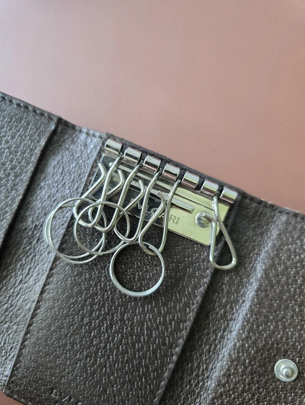 🔑BVLGARI Logo Mania Denim Canvas Beige 6 Key Holder